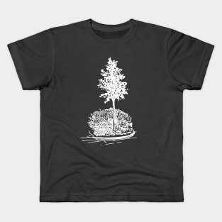 Tree and flowerbed on a moonlit night. Kids T-Shirt